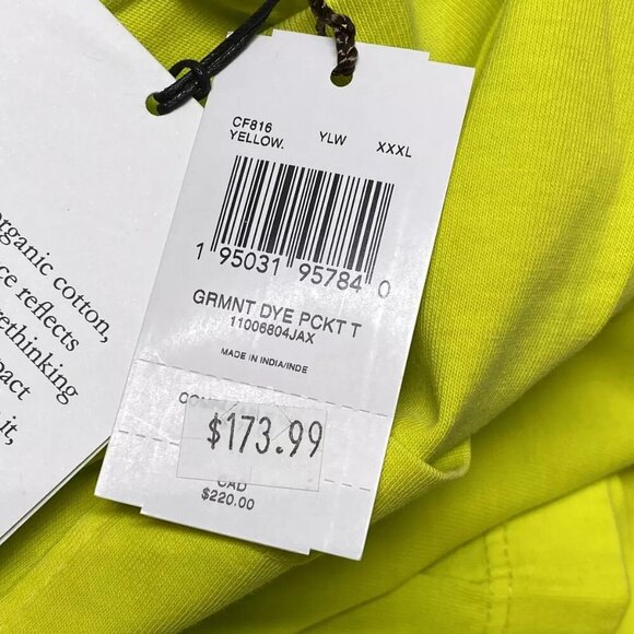 NEW COACH Mens T-Shirt Yellow Size XXXL Pocket Logo Short Sleeve Pullover Cotton - Picture 10 of 10